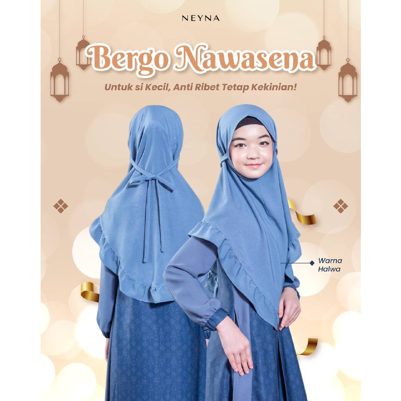 Khimar Bergo Couple Kids & Mom Halwa Nawasena by Neyna (Blue)