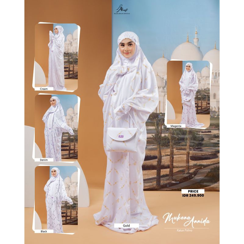 mukena arrafi | mukena annida | mukena lajuran arrafi mukena lajuran putih white