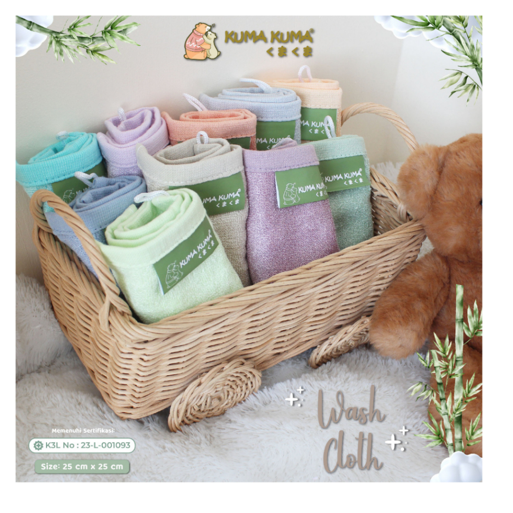 Kuma Kuma WashCloth Bamboo 4Pcs / Handuk Mini  25x25cm | Handuk Kecil Muka