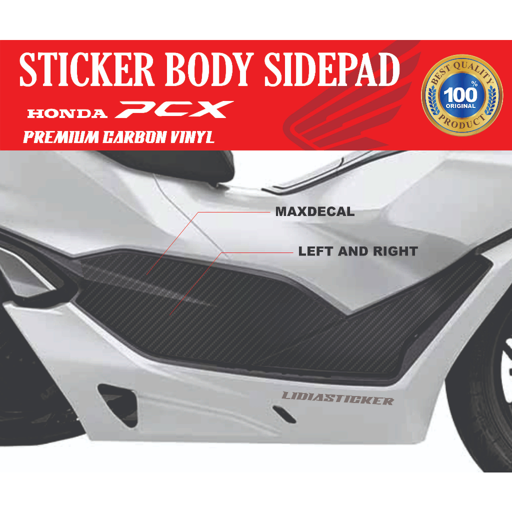 STIKER PCX 160 SIDEPAD MOTIF CARBON 3D MAXDECAL