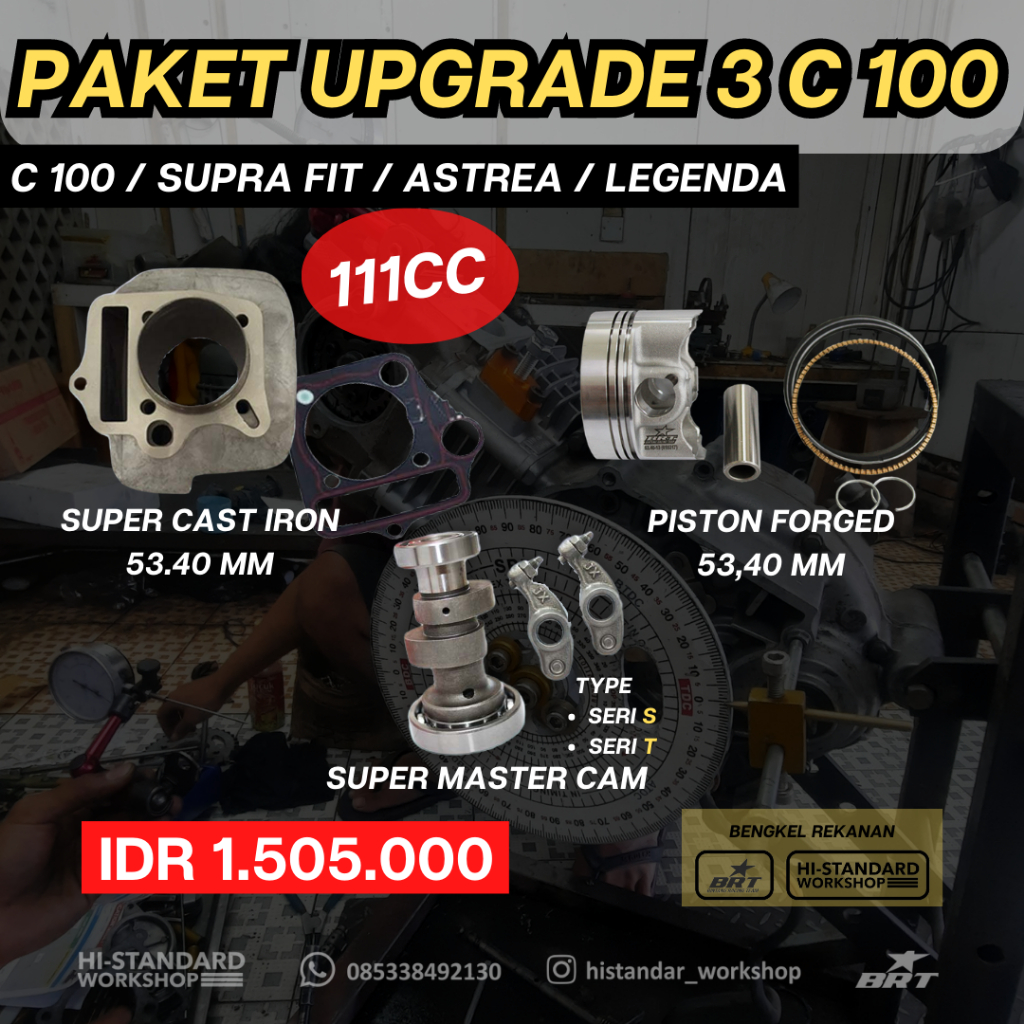 PAKET UPGRADE 3 BRT C100 SUPRA FIT ASTREA LEGENDA BLOK+PISTON FORGED 53,40 MASTER CAM / NOKEN AS BRT