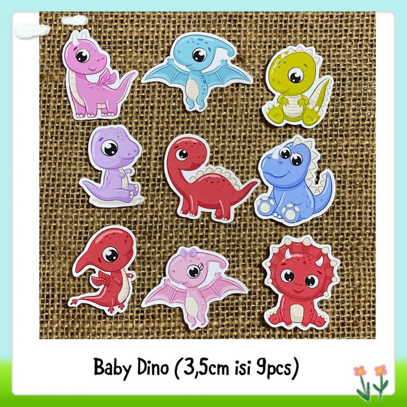 

9pcs sticker tempelan glossy baby dino