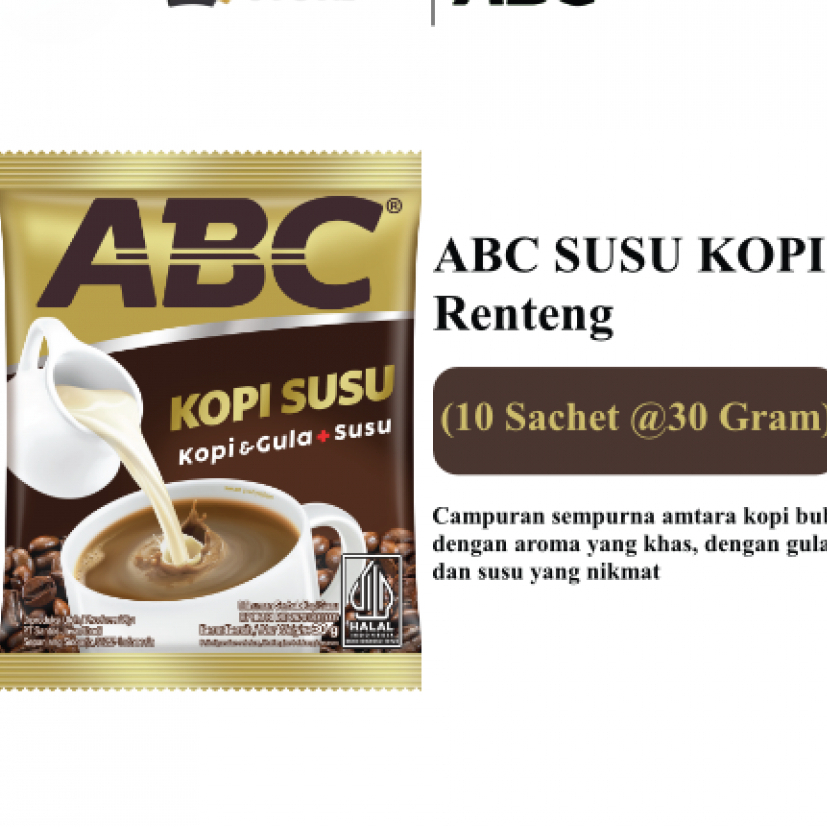 

ABC Kopi Susu Kopi Instan 30 gr [ 10 pcs ] 1 Renceng