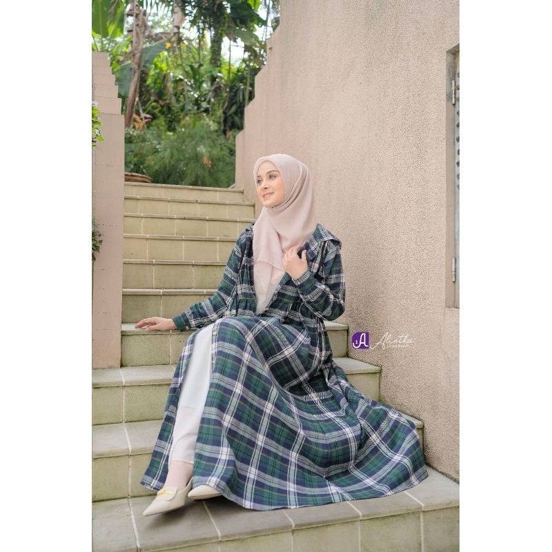 Bergaransi Promo Diskon Ramadhan Sale Long Outer Flanel Muslimah Ori Alietha Jacket Gamis Wanita