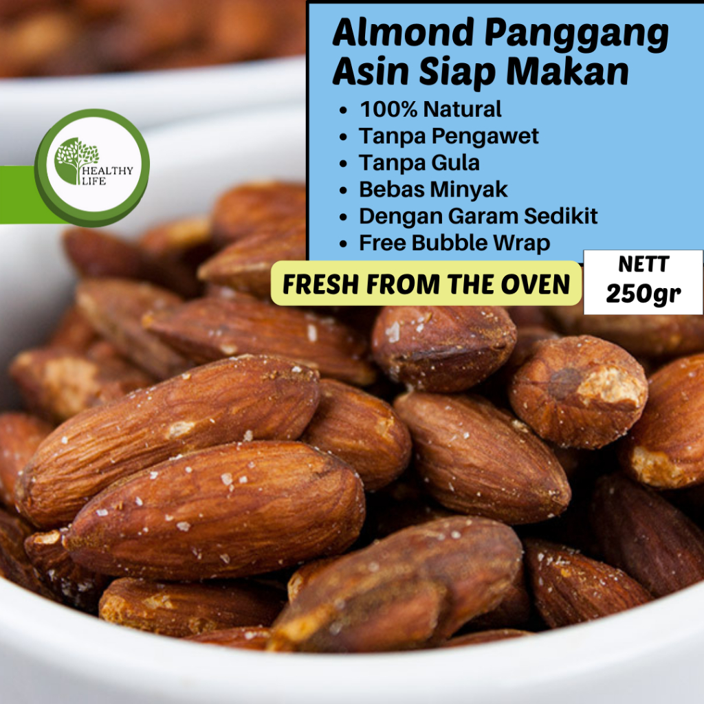 

Roasted Almond Whole (Sea Salt) 250Gr (Almond Panggang / Matang) Tanpa Cangkang