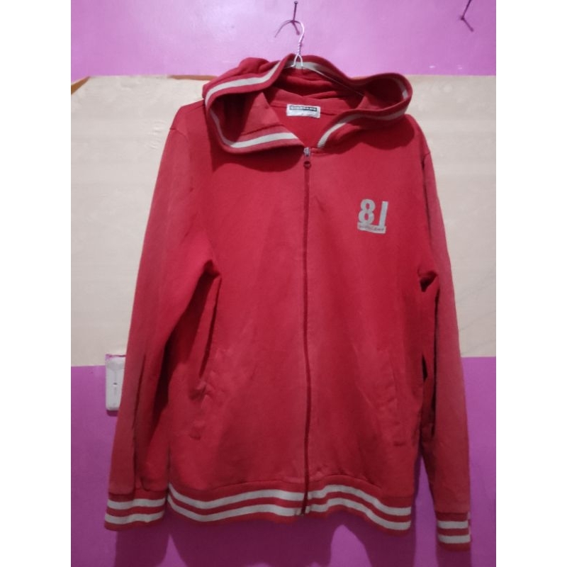 Hoodie Zipper Basic Giordano Red
