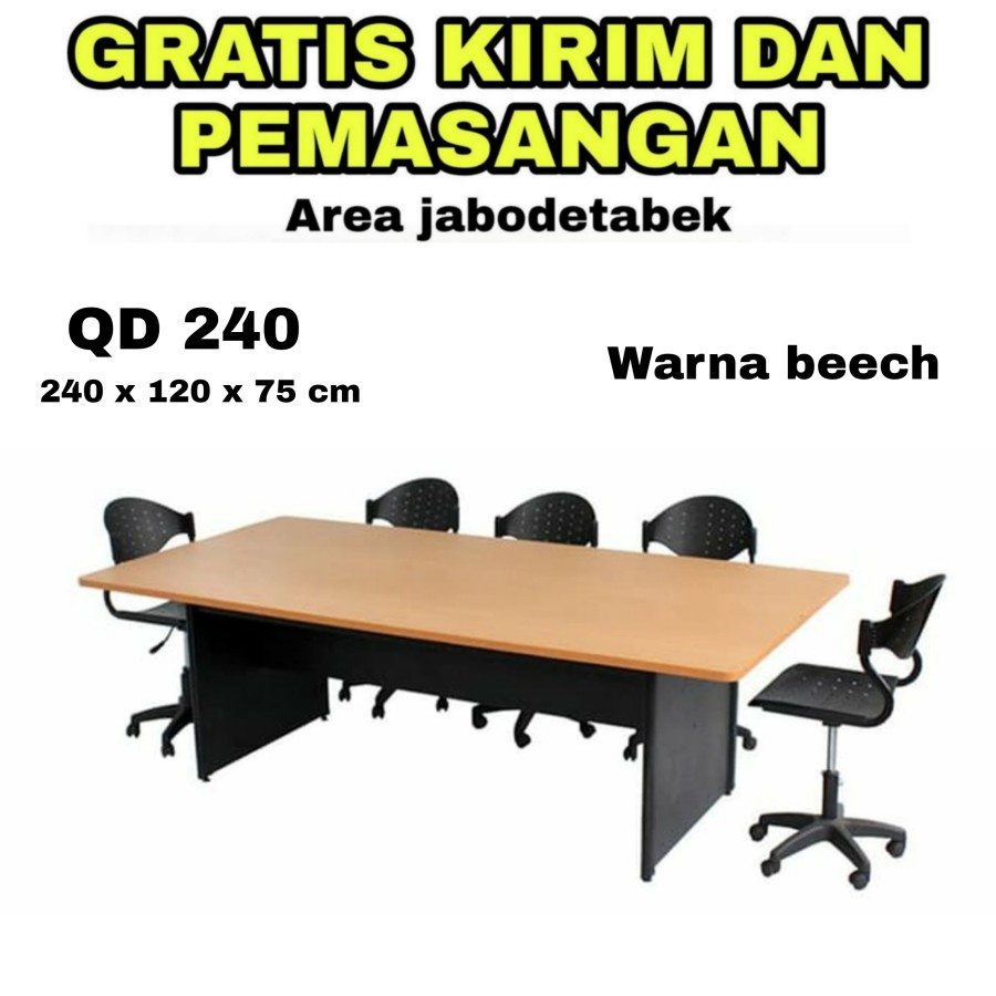 (Free Ongkir + Rakit) Meja Rapat / Meja Meeting Merk Lunarsol Type QD 240 / QD 180 / QD 120 Meja Ker