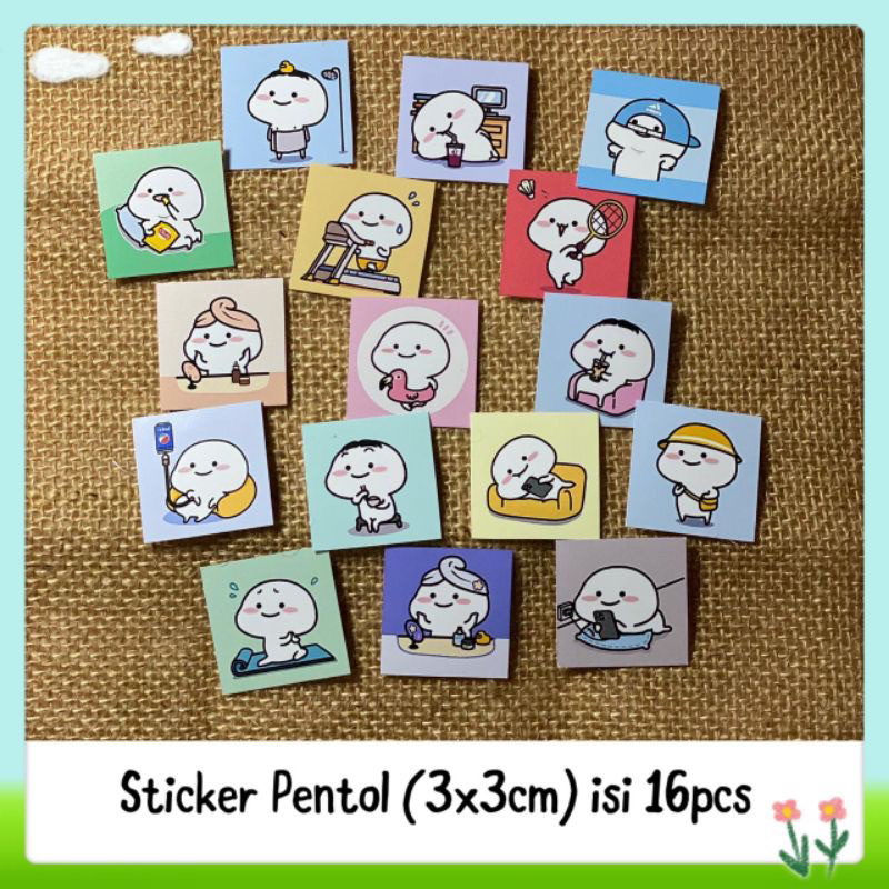 

16pcs sticker tempelan glossy pentol