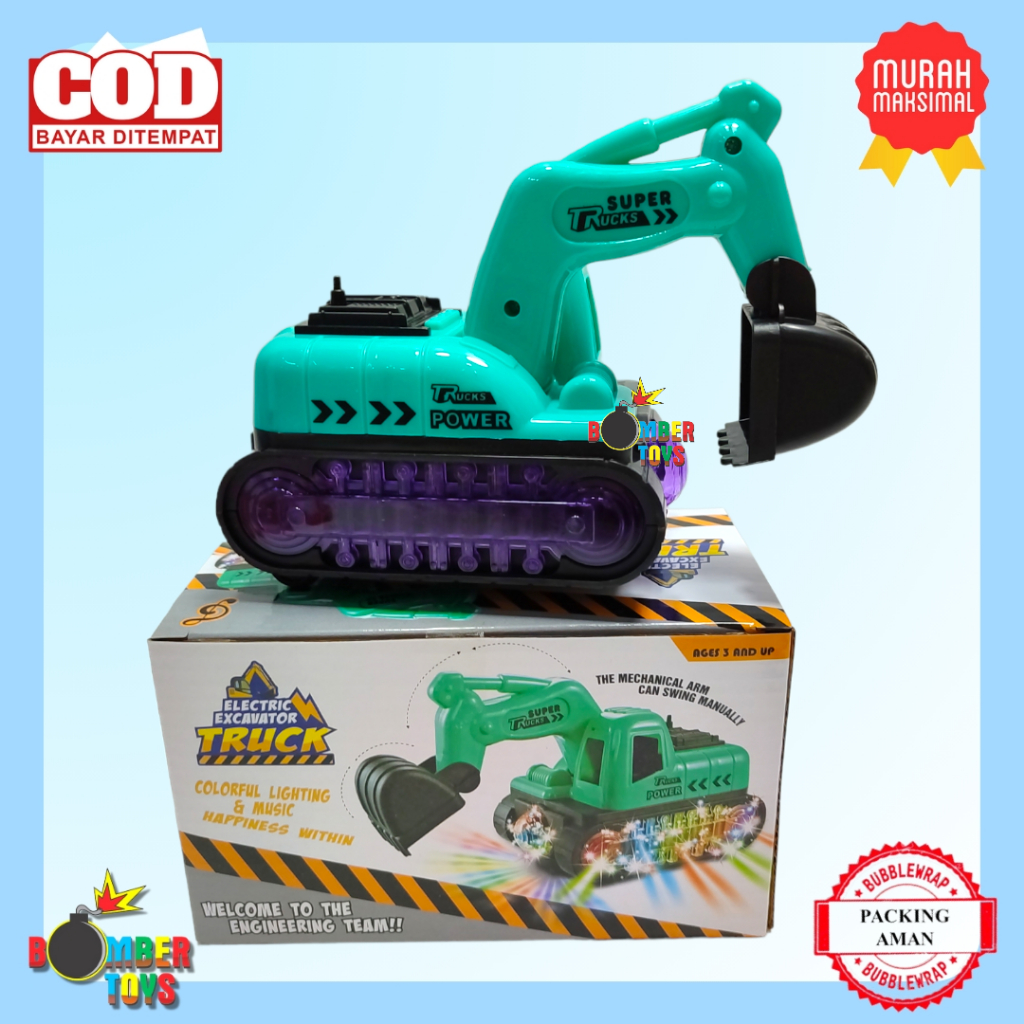 MAINAN ANAK MOBIL KERUK POLICE TRUCK MUSIC LAMPU 3D DISCO LUCU UNIK