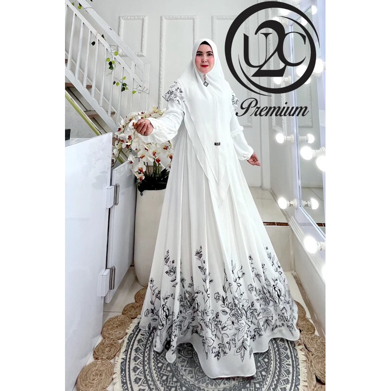 Gamis syari marwah putih haji umroh umrah manasik adem cantik keren mewah pesta kondangan formal pri