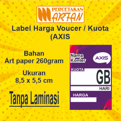 Label Harga Voucher Konter / Display Harga Etalase Konter - Potrait