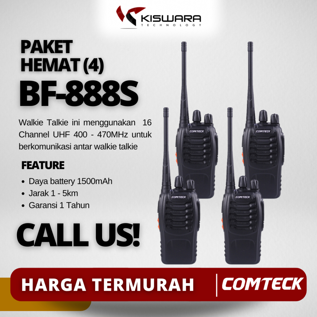 [PROMO] 2 PASANG Radio HT Walkie Talkie Jarak Jauh 5km (Max) BF-888S Comteck