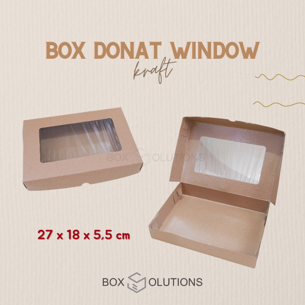 

[isi 10] dus / box donat kraft window isi 6 laminasi - 27 x 18 x 5,5 cm (365 gsm)