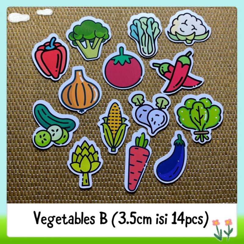 

14pcs sticker tempelan glossy vegetables B / sayur sayuran