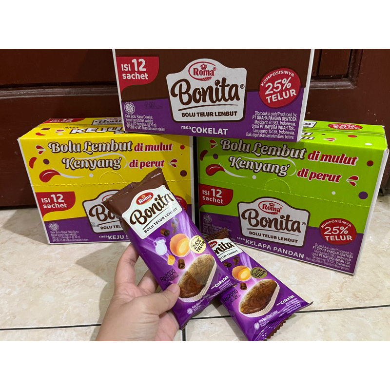 

Roma Bolu Bonita (Perpak isi 30gr x 12 Pcs)