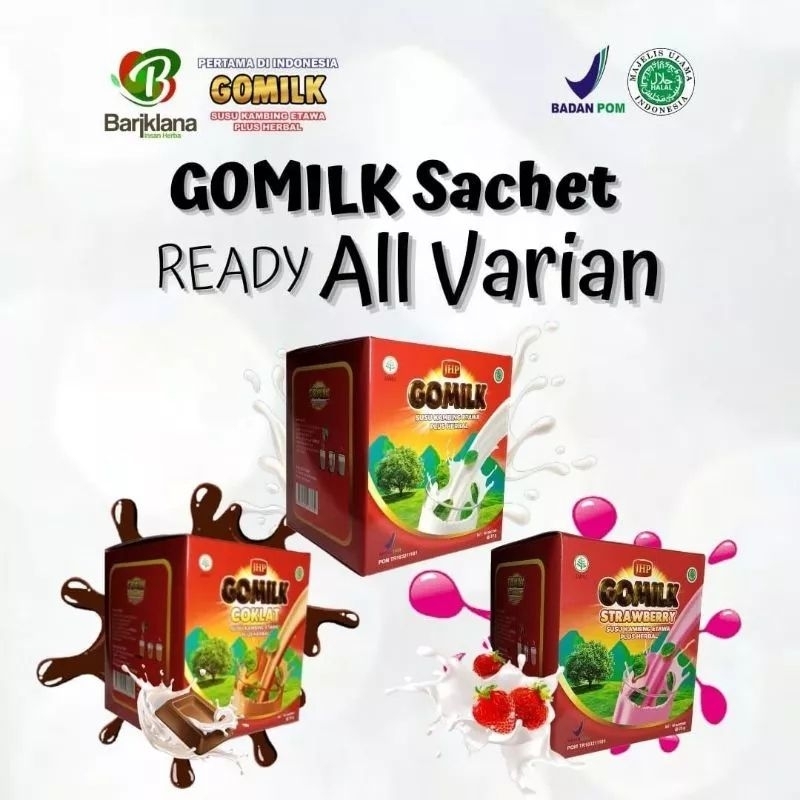 

GOMILK SACHET/1 BOX netto 1kg isi 40 sachet/GOMILK SUSU KAMBING ETAWA PLUS HERBAL daun kelor daun salam dan mengkudu