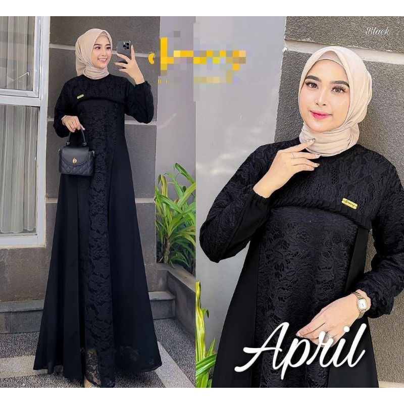 Gamis brukat jumbo tebaru size L XL XXL 3L 5L gamis hitam fashion muslim