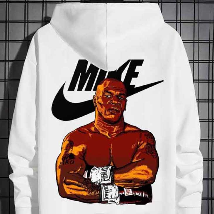 Jaket Hoodie Mike Tyson - MIKE LOGO Hoodie White Casual Unisex Bahan Katun