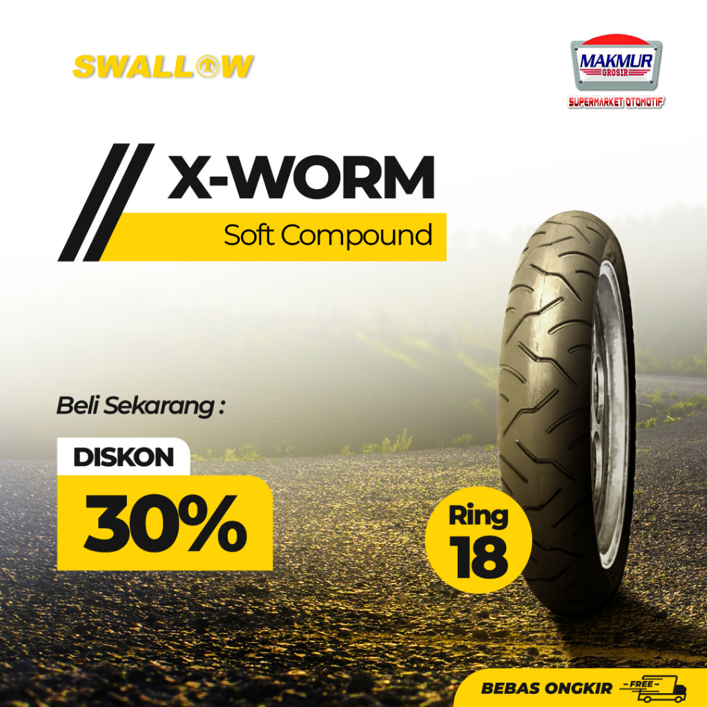 Ban Luar Motor X-WORM Ring 18" TUBELESS Soft Compound