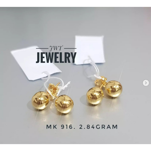 ANTING GIWANG TUSUK EMAS BOLA DIO BALL ELEGANT POLOS 916