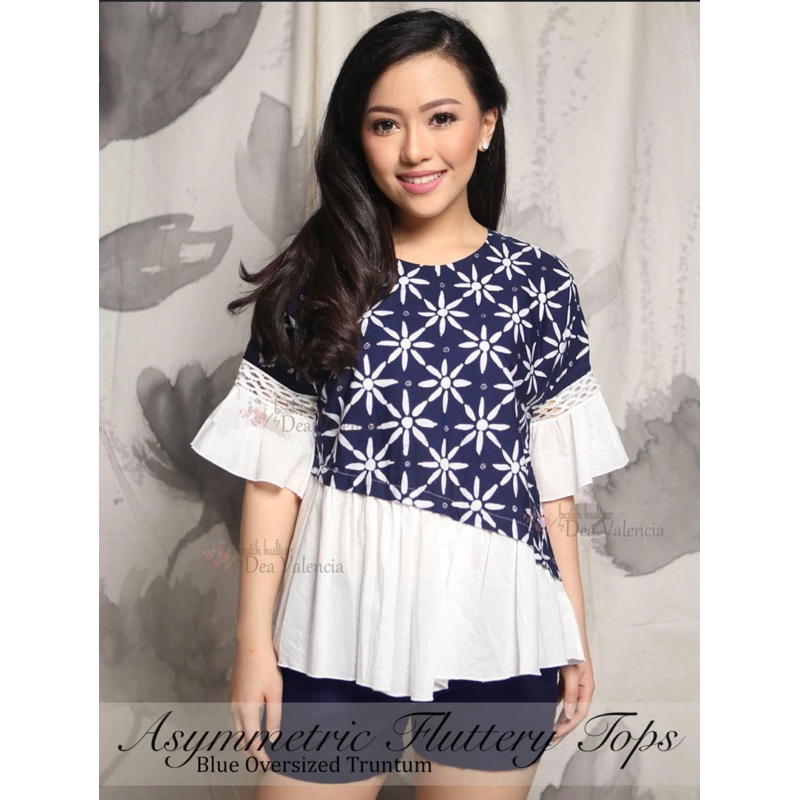 Pre❤️ Batik Kultur Dea AFT - Asymmetric Fluttery Tops - Blue Oversized Truntum