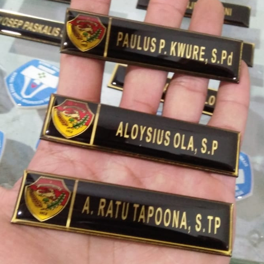 Papan Nama Dada Premium Lapis Resin (GOLD ASLI)/Name Tag/Nametag/Papan Nama Dada/Name Tag Resin