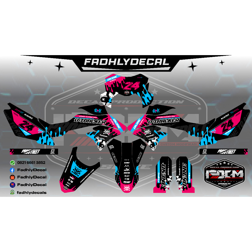Decal DTRACKER DTX Fullbody HITAM Pink Tosca KEREN