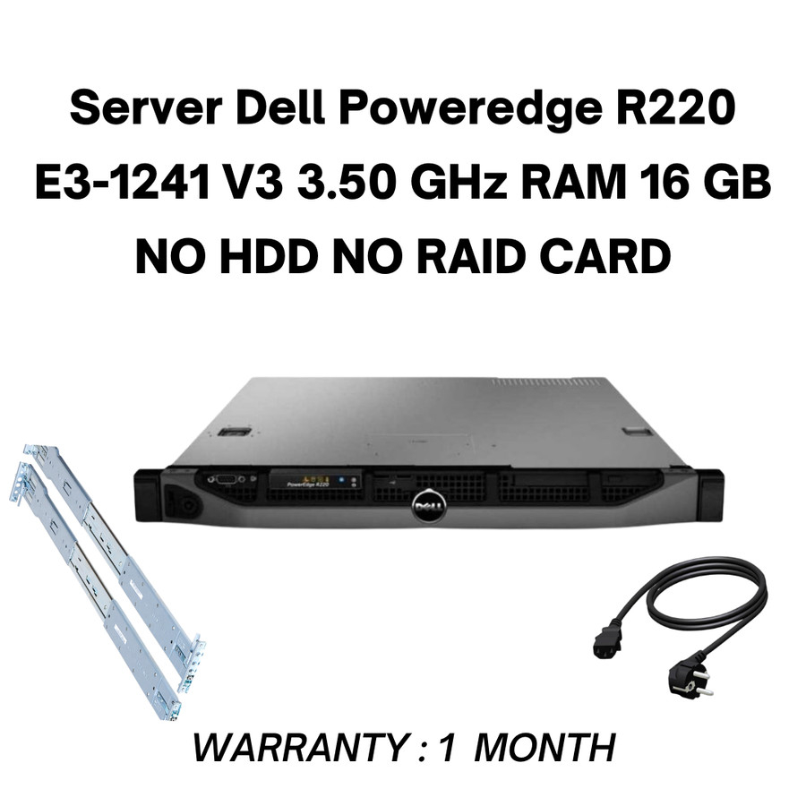Server Dell Poweredge R220 E3-1241 V3 3.50 GHz (No HDD, No Raid Card)