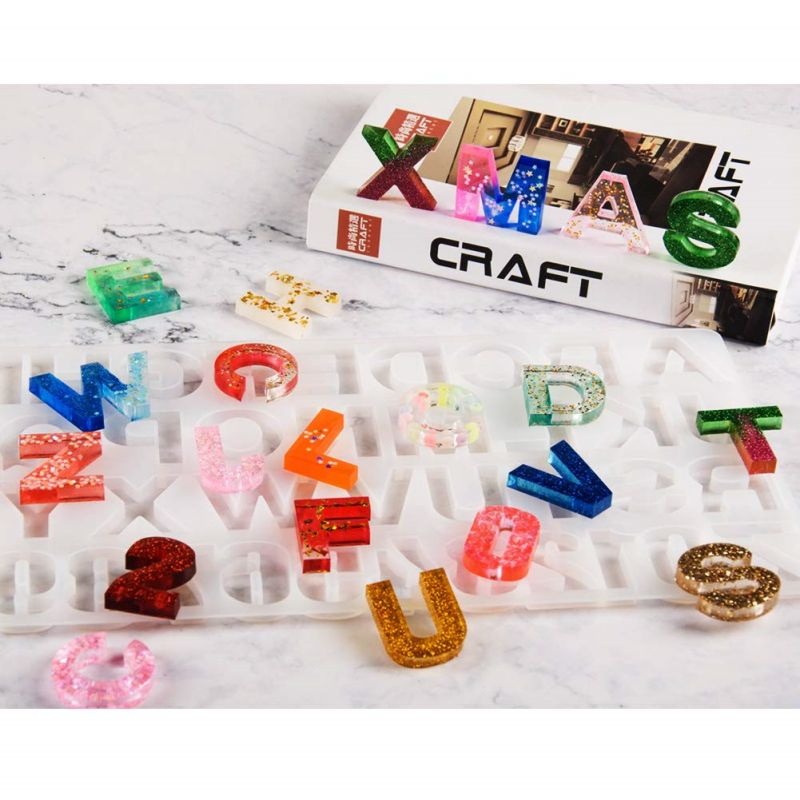 READY 236pcs Cetakan Resin Gantungan Kunci DIY Cetakan Resin Silikon Huruf Cetakan Resin Silikon