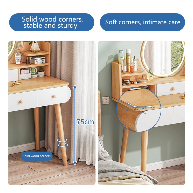 Descend Meja Rias Meja Putih Minimalis Meja Kosmetik Minimalis Mini Modern Lampu LedKompensasi