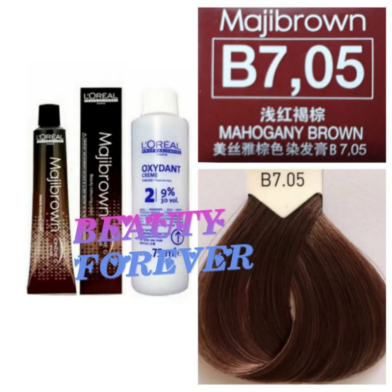 LOREAL MAJIBROWN NO. B7.05 MAHOGANY BROWN & OXYDANT 75ML