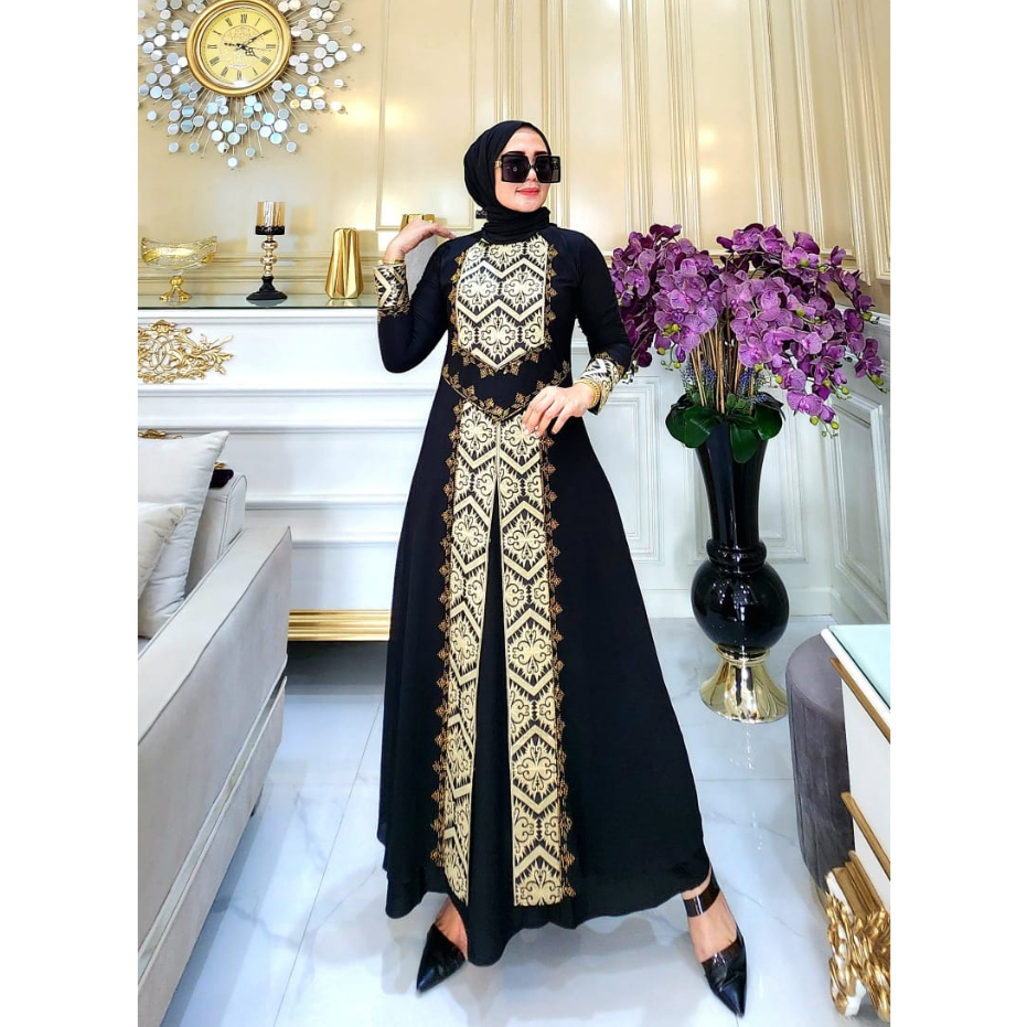 unna_store.2019 /  Abaya Turki Mewah Terbaru Ori Hitam Wanita Remaja Arab Muslim Ceruty Bordir Dress