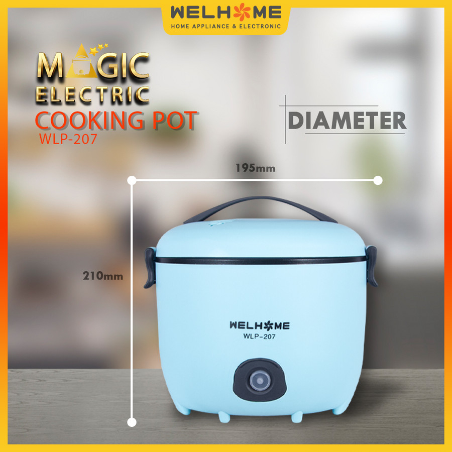 WELHOME Panci Listrik Anti Lengket 1.8Liter 5in1 Cooking Pot Multifungsi WLP 207