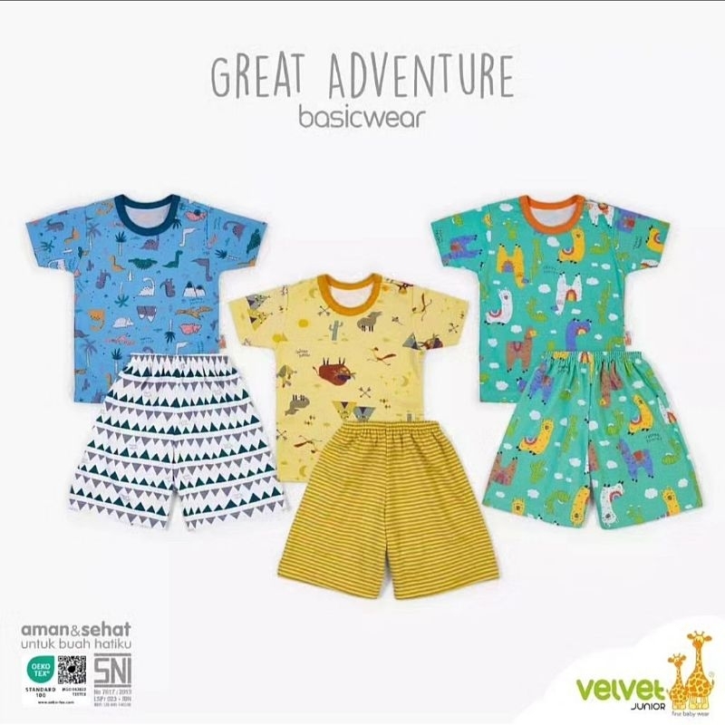 Velvet junior set pendek pendek Motif Great adventure