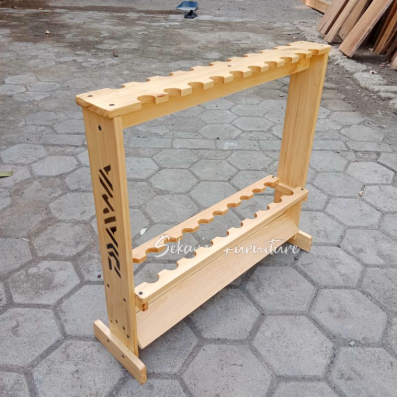 RAK JORAN KAYU Rak joran pancing 20 LUBANG Bahan Kayu Pinus/ jati belanda