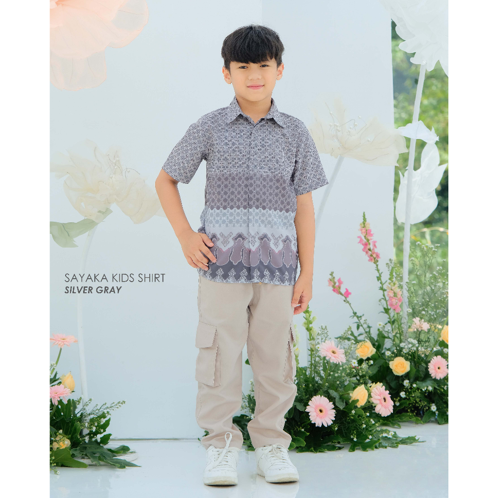 Mayoutfit Peony Set Series Silver Gray | Sarimbit Lebaran Baju Muslim Raya Keluarga-3