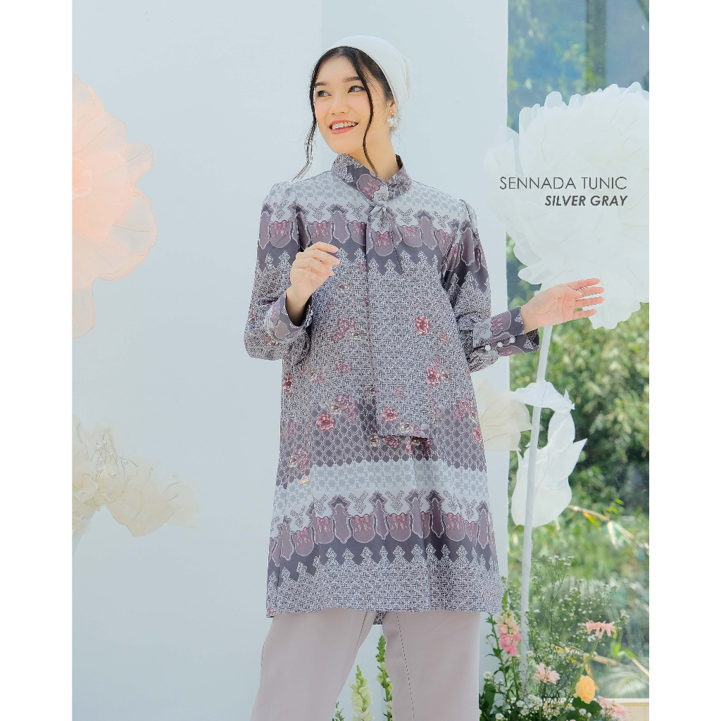 Mayoutfit Peony Set Series Silver Gray | Sarimbit Lebaran Baju Muslim Raya Keluarga-Sennada SilverGray