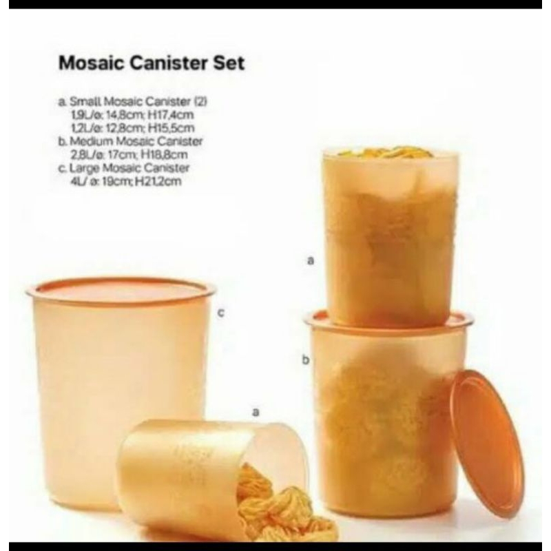 Tupperware toples/mosaic canister gold/toples kue/wadah kerupuk