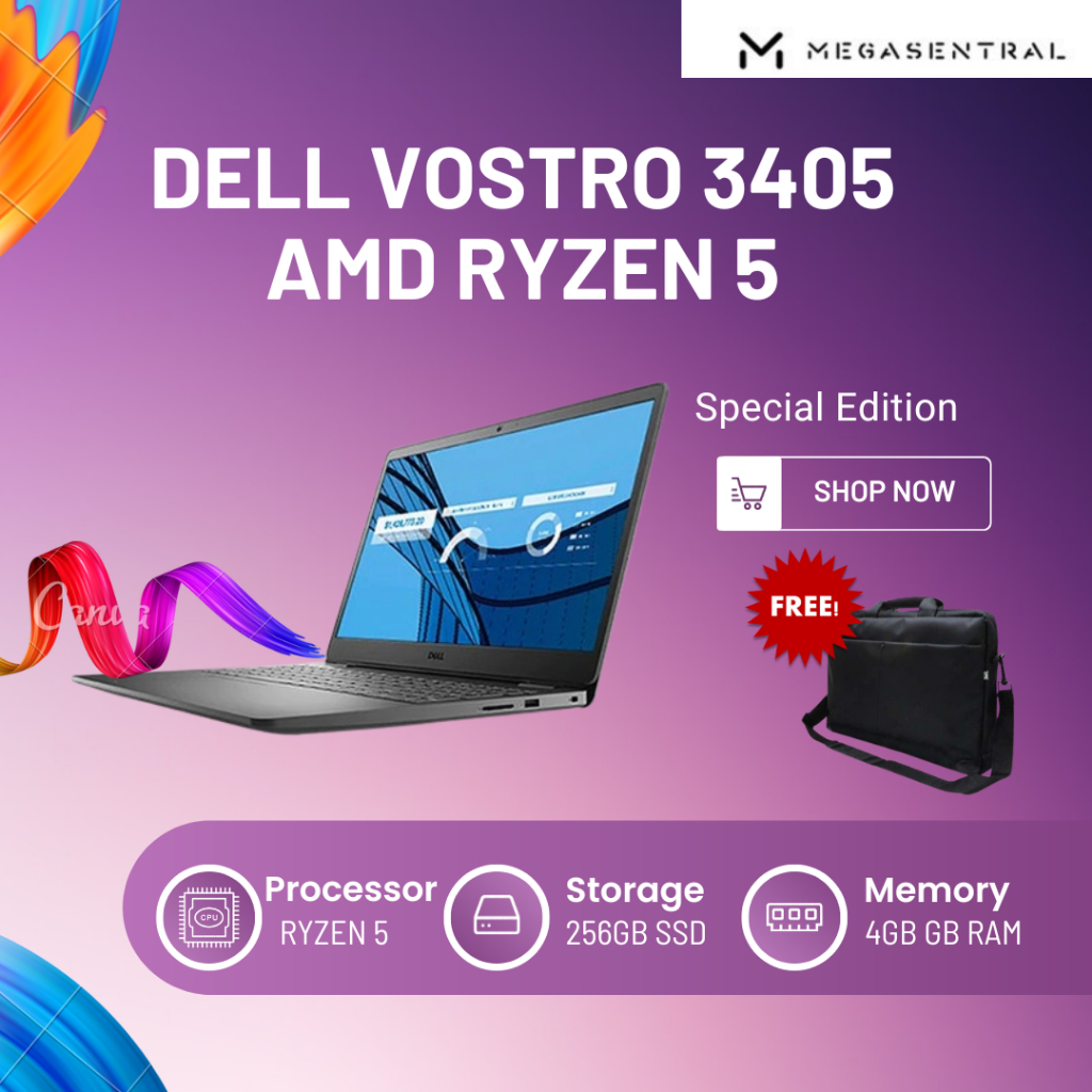 Laptop Dell 3405 Amd Ryzen 5 4GB 256GB SSD Vostro Laptop Design