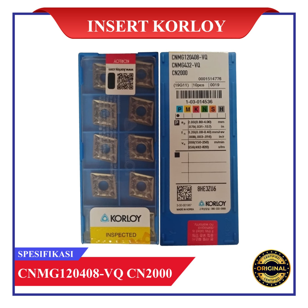 INSERT KORLOY CNMG120408-VQ CN2000 Per Box