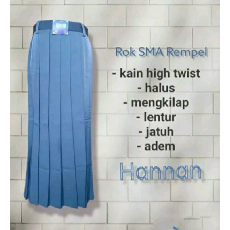 ROK REMPEL ABU-ABU SERAGAM SMA,ROK REMPEL ABU PANJANG SMA