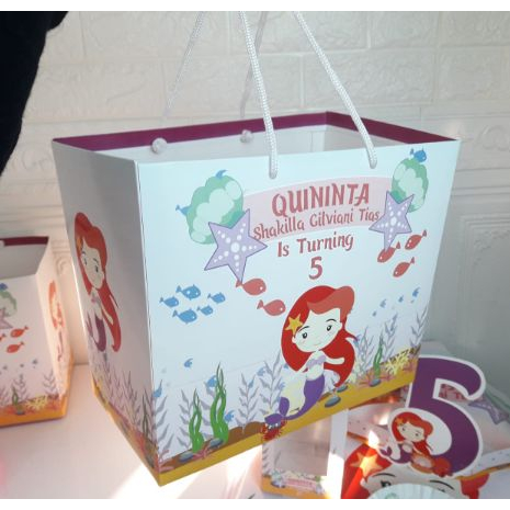 paperbag mermaid / bingkisan snack mermaid / paperbag custom mermaid / goodie bag mermaid