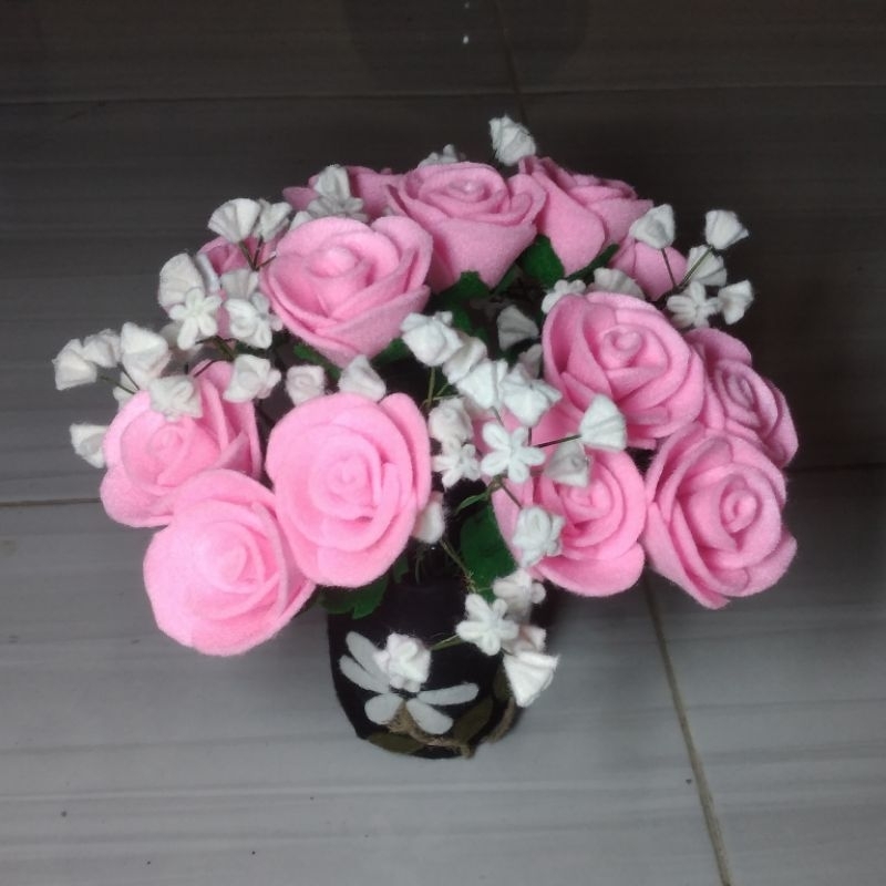 Bunga Mawar Pink pastel/bunga flanel/mawar tangkai/bunga mawar Pink