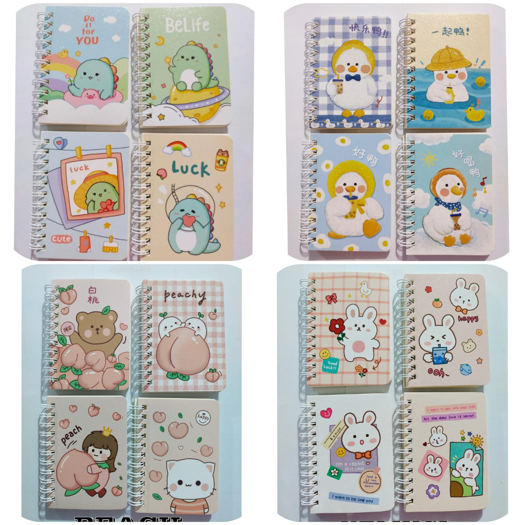 NOTEBOOK A7 RING MOTIF KARAKTER ISI 80 LEMBAR BUKU CATATAN MINI A7 - BD