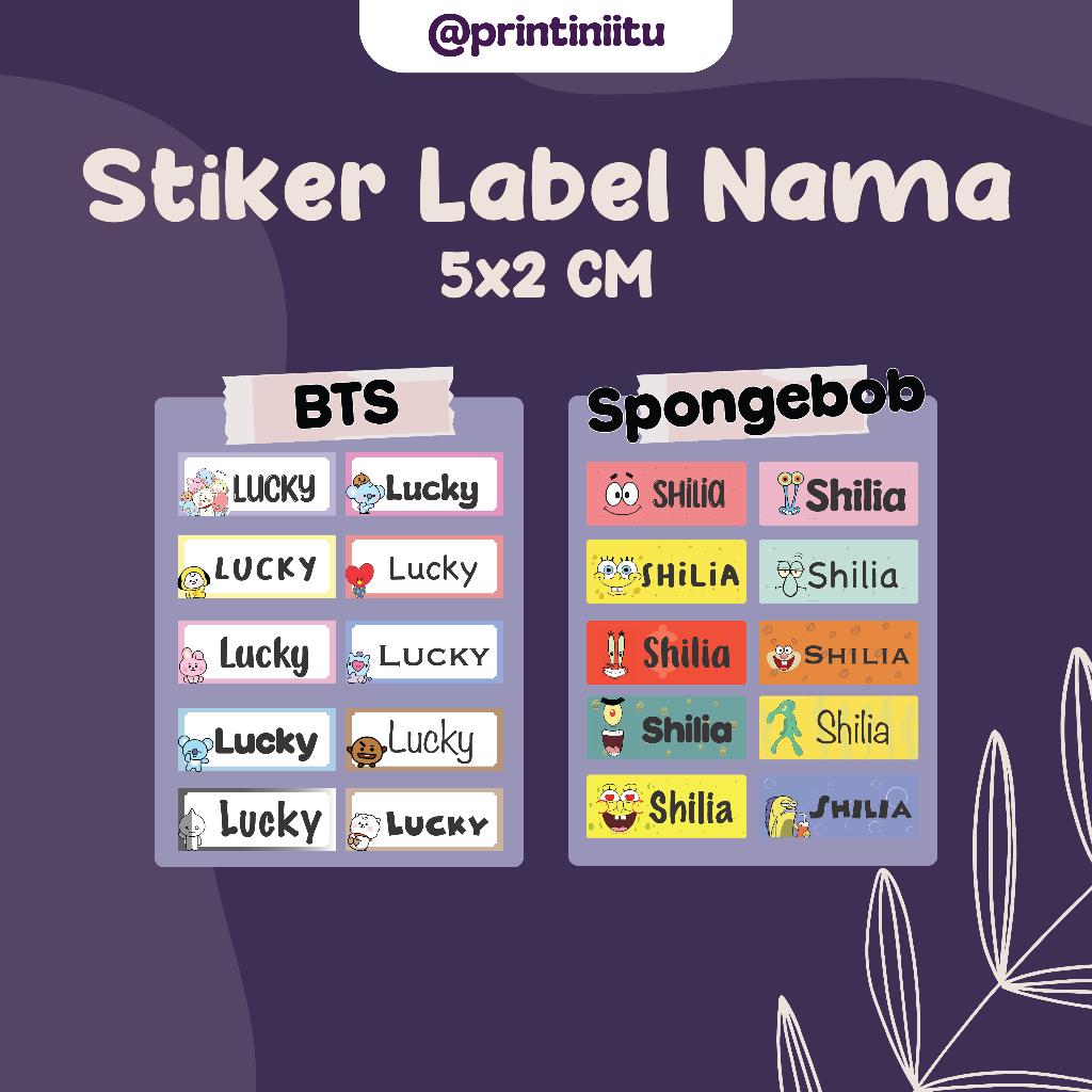 

Stiker Label Nama Anak Custom Karakter