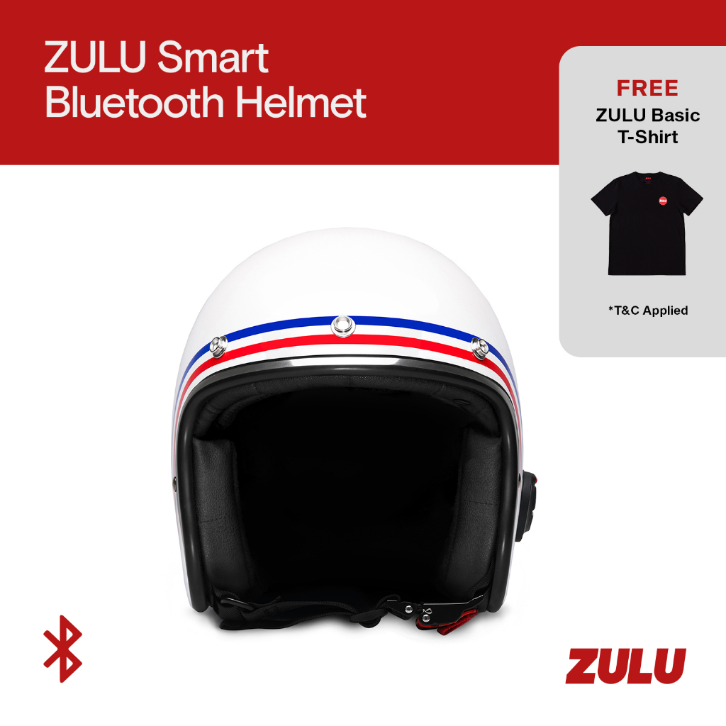 ZULU Smart Bluetooth Helmet St Germain White I Chrome