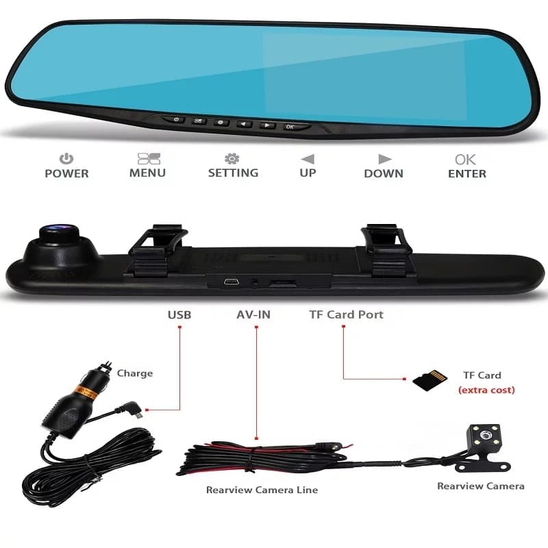 MH - Kamera Mobil Kaca Spion 2 Kamera - Dvr Mobil Kaca Spion KMS02