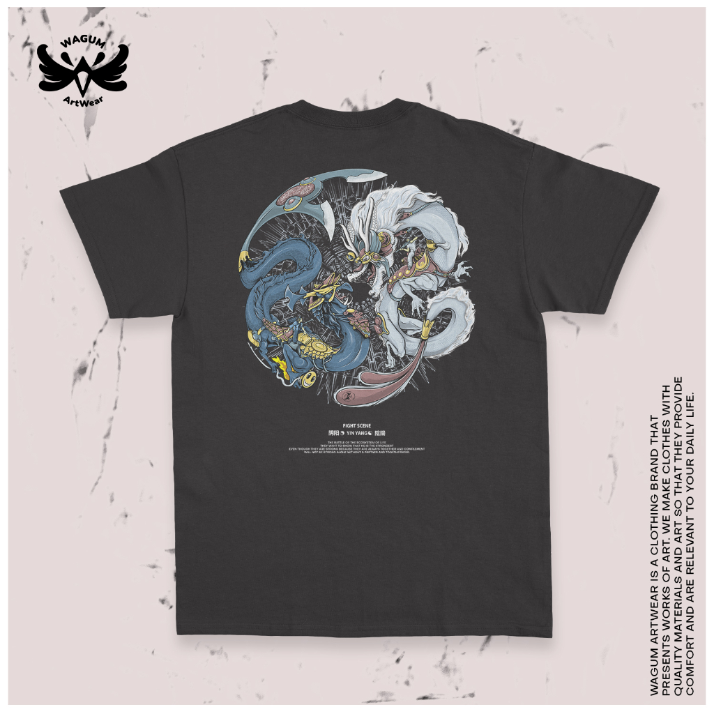 WAGUM Artwear T-shirt Dragon Fight Yin Yang, | Kaos distro Naga Yin Yang