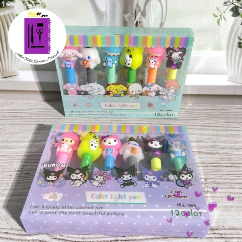 

HIGHLIGHTER PEN SANRIO (1 SET ISI 6 PCS ADA 12 WARNA) STABILO SANRIO LUCU IMUT KADO UNIK