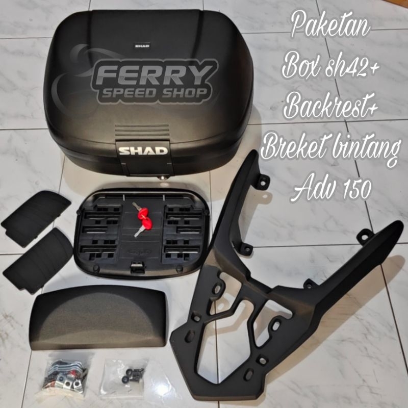 Paketan Backrest shad plus Box shad sh42 Plus Breket box Adv 150 Adv 160 / Box sh 42 plus Backrest